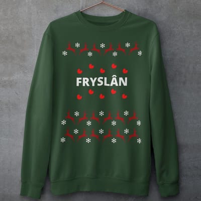 Friese Kersttrui Groen Fryslân Rendieren - Maat XS - Uniseks Fit - Kerstkleding Voor Dames & Heren