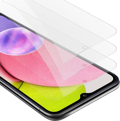 Cadorabo 3x Screenprotector geschikt voor Samsung Galaxy A03s - Beschermende Pantser Film in KRISTALHELDER - Getemperd (Tempered) Display beschermend glas in 9H hardheid met 3D Touch