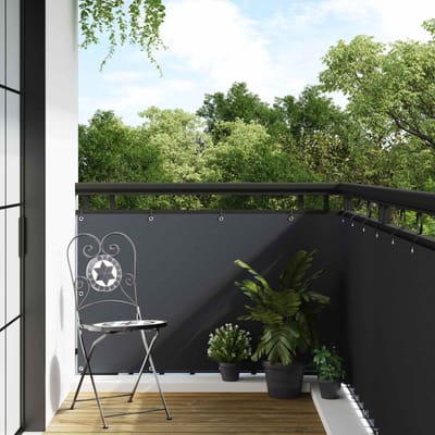 vidaXL - Balkonscherm - met - Oogjes - 300 - x - 80 - cm - poly - rattan