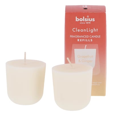Bolsius - Clean Light - Geurkaars - Navulling - 2 stuks per verpakking - Grapefruit & Ginger
