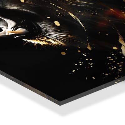 Indoorart - Glasschilderij Battle Lion 40x60 CM - Afbeelding op plexiglas - Inclusief montagemateriaal