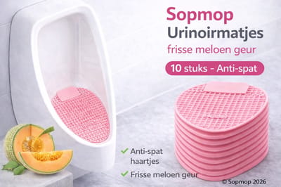 Sopmop Urinoirmatjes Met Frisse Meloen - Komkommer Geur Roze - Met Anti-Spat Haartjes - 10 stuks
