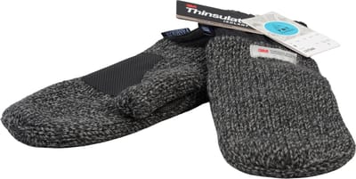 Heren Wanten - Gebreid met Fleece Binnenin - Maat 9 Large - Zwart/Grijs