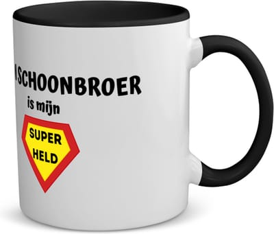 Akyol - mijn schoonbroer is mijn superheld koffiemok - theemok - zwart - Broer - super schoonbroer - verjaardag - cadeautje voor broer - broer artikelen - kado - geschenk - 350 ML inhoud