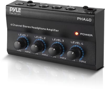 Pyle Audio Voorversterker- Draagbare 4-Kanaals Stereo Versterker