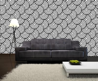 Abstract Modern Circle  Black White Photo Wallcovering