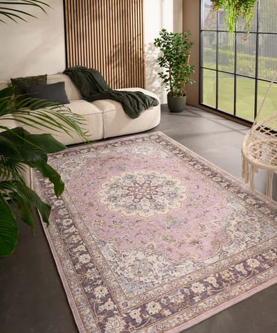 Vintage buitenkleed - Valenca Nova paars/roze 80x150