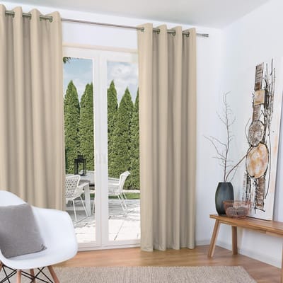 Beautissu Set van 2 Isolerende Gordijnen met Ringen Amelie TO - Thermische Gordijnen Kant en Klaar Verduisterend 140x245cm Creme - Koude Bescherming & Warmte Isolerend
