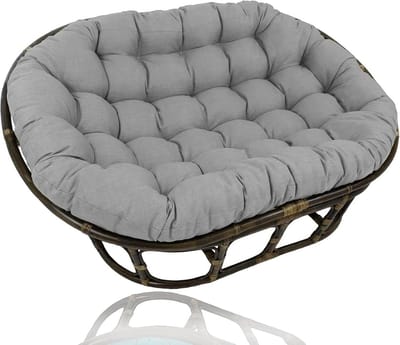 Dubbel Oversized Papasan Eierstoelkussen - Comfortabel Zitkussen voor Tuin & Woonkamer, 170x119x15 cm, Grijs