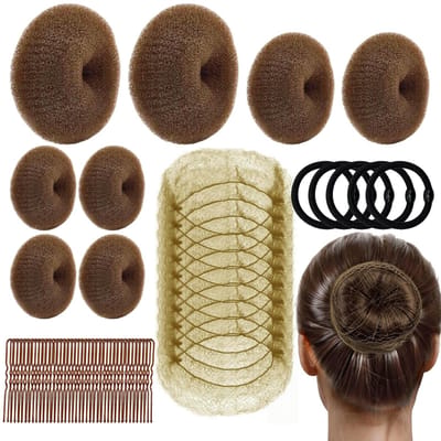 Dailygoods- Haar Donut Set 63-delig - Knotmaker - Schuifspelden - Elastiekjes - Lichtgewicht - Duurzaam Nylon/Metaal