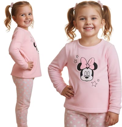 DISNEY Minnie Mouse Fleece, roze pyjama voor meisjes, TWEE-DELIGE pyjama met lange mouwen OEKO-TEX