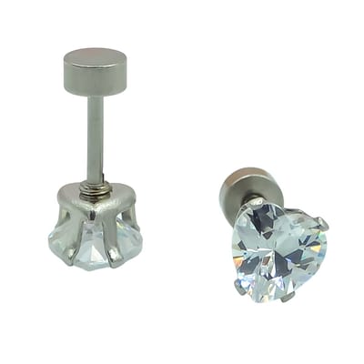CZ Hart Oorknopjes - 6mm - Stainless Steel - Cadeau meisje of vriendin