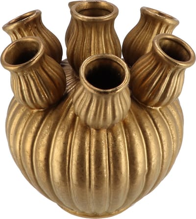 DK Design Bloemenvaas Amsterdam - middel - vaas voor tulpen - goud - 18 x 17 cm - toetervaas