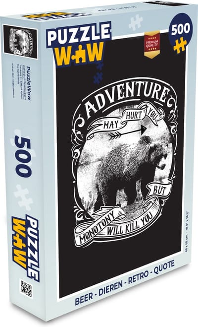 Puzzel Beer - Dieren - Retro - Quote - Legpuzzel - Puzzel 500 stukjes