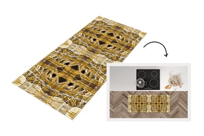 Keukenloper - Loper keuken - Goud - Afrika - Patronen - Dieren - 120x50 cm - Keukenloper vinyl