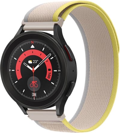 Nylon bandje - geschikt voor Samsung Galaxy Watch 7 / Watch FE / Watch 6 / Watch 6 Classic / Watch 5 / Watch 5 Pro / Watch 4 / Watch 4 Classic - geel