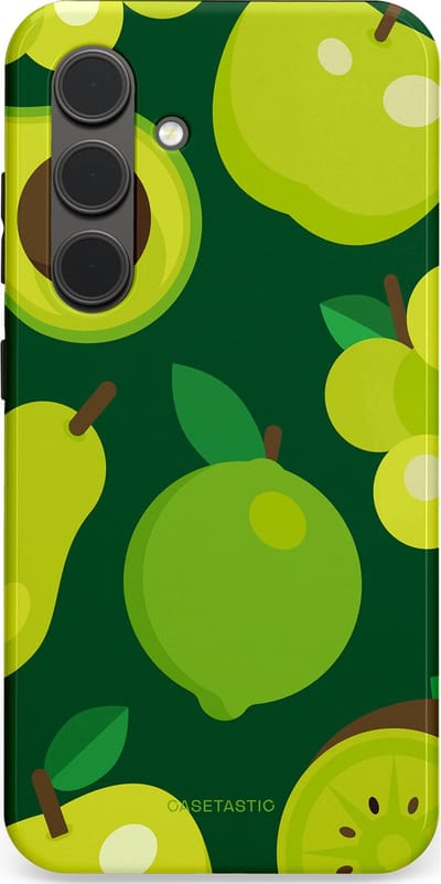 Casetastic Hoesje Geschikt voor Samsung S24 - Stijlvolle Beschermende Duo-layer Case - Peren Appel Groen