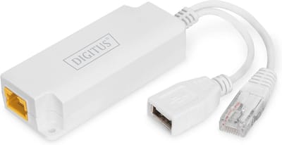 PoE splitter RJ45 naar RJ45 en USB-A - 10/100 Mbit/s, IP40, PoE 802.3at, 100m bereik - Geschikt voor Cat5e, Cat6, Cat6A