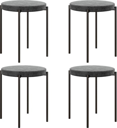 HOMCOM-Esszimmerhocker-Polyester, Metall-41,5L x 41,5B x 46H cm-Dunkelgrau