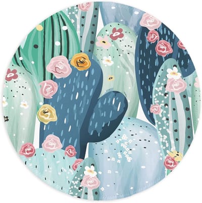 Ronde Muismat met Gestikte Rand, Waterdicht en Antislip, Leuke Cactus Bloem Design voor Laptop en Computer, Ideaal voor Kantoor en Thuisgebruik