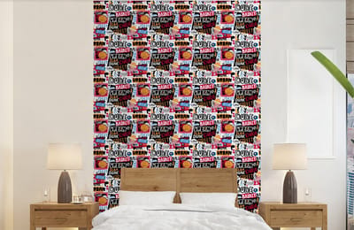 Behang - Fotobehang Basketbal - Quotes - Patroon - Alfabet - Breedte 140 cm x hoogte 220 cm