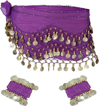 Elegante Chiffon Heup Sjaal voor Buikdans, Inclusief Armband - Perfecte Accessoires voor Dans en Optredens