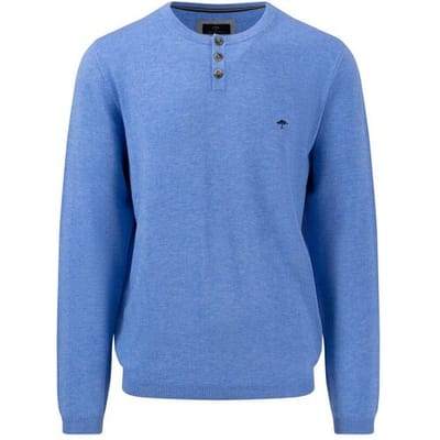 Fynch-Hatton Trui Henley Cashmere Mix Light Sky / male