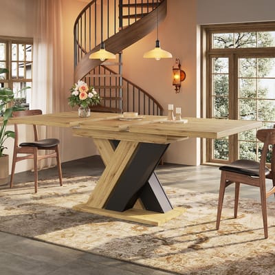 MODENUIT Eettafel - Uitschuifbaar Met Opbergvak - Voor Keuken En Woonkamer - MDF Zwart - 119-158,5x80x75 Cm