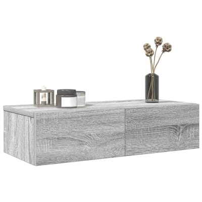 vidaXL - Wandschap - met - lades - 60x26,5x15 - cm - bewerkt - hout - grijs - sonoma