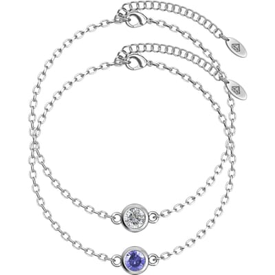 Geboortesteen armbanden - Zilver, kristal en paars