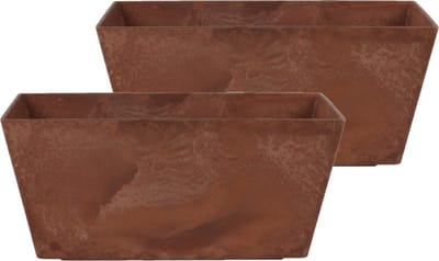 Ter Steege Plantenbak - 2x - gerecycled kunststof - bruin - 37 x 17 cm - Binnen en buiten gebruik