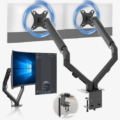 ACROPAQ Monitor arm 2 schermen – Voor 17–27 inch – Gasveer systeem – Ergonomische monitor beugel – AM4524B