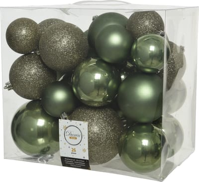 52x stuks kunststof kerstballen mos groen 6-8-10 cm - Onbreekbare plastic kerstballen