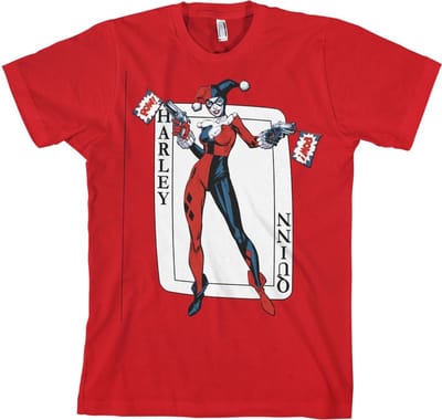 DC Comics Batman Heren Tshirt -S- Harley Quinn Card Games Rood