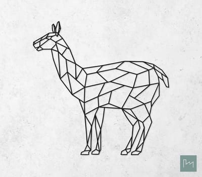 Laserfabrique Wanddecoratie - Geometrische Lama - Medium - Zwart - Geometrische dieren en vormen - Houten dieren - Muurdecoratie - Line art - Wall art