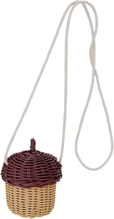 Geweven schoudertas - Portemonnee mand - Decoratie en opslag - Uniek eikelontwerp - 10 x 10 x 10 cm - Paars
