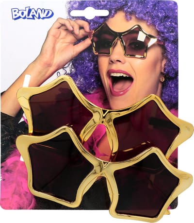 Boland - Set 2 partybrillen Star goud Goud - Volwassenen - Glitter and Glamour - Glitter and Glamour