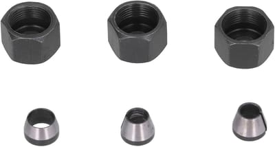 Set van 6 Router Collet Adapters van Koolstofstaal voor 6mm, 6.35mm en 8mm Trimmers en Graveermachines met Moer