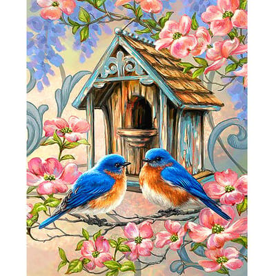 Peinture diamant 5D à faire soi-même, motif oiseaux, broderie complète au point de croix 20X30CM black