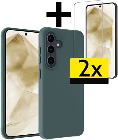 Hoesje - Met 2x Screenprotector - Geschikt voor Samsung Galaxy A56 - Sterk & Shockproof - Back Cover - Siliconen Case - Telefoon Hoes - Telefoonhoesjes - Donkergroen
