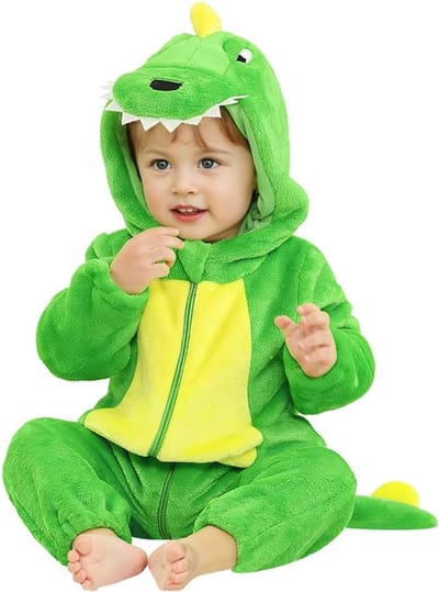 Dinosauruskostuum voor Kinderen met Kap en Staart - Zachte Flanellen Pyjama voor Carnaval en Halloween
