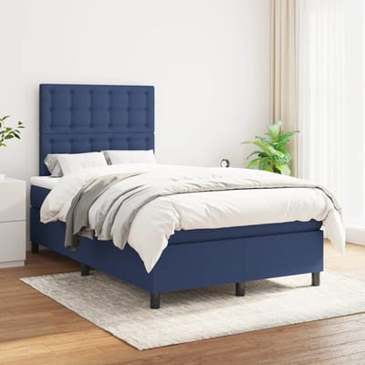 vidaXL - Boxspring - met - matras - stof - blauw - 120x190 - cm