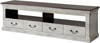 MASSIVMOEBEL24.DE mango / acacia TV-meubel wit massief hout 200x50x60 cm gewaxed gemonteerd CASTLE-ANTIK volledig massief #107