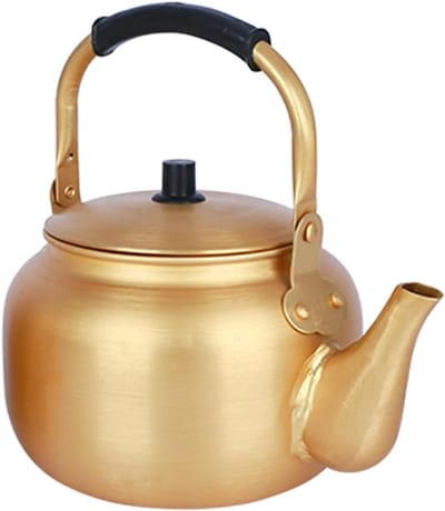 Waterkoker met Fluitje - Theeketel Kookplaat - Water Verwarmen - Snelle Verwarming - 750 x 750 x 1700 cm - Goudkleurig