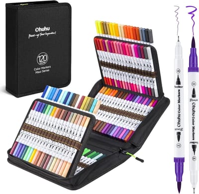 Alcohol Markers - Kleurpotloden Set - 120 Kleuren - Dubbele Tips - Waterbasis - Voor Volwassenen