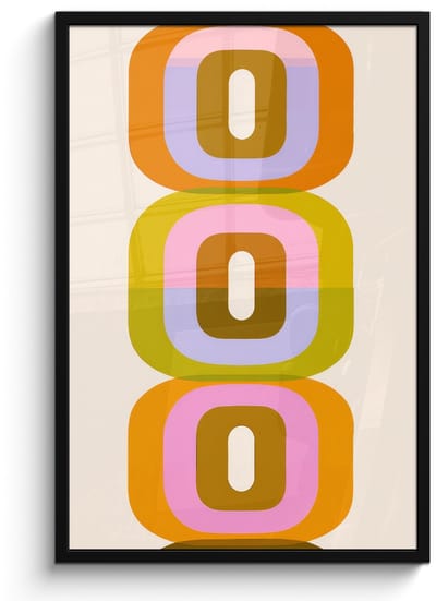 Poster in lijst - Fotolijst 60x90 cm - Posters - Stapel - Vormen - Geblokt - Oranje - Posterlijst zwart - Decoratie - Wanddecoratie woonkamer - Muurdecoratie slaapkamer