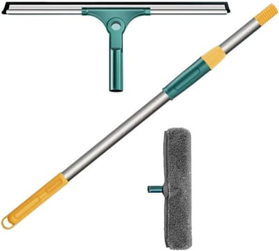 Ruitenwasser Set - Glasreiniger Telescoop - Streeploos Ramen - Verstelbare Telescoopsteel - 35 cm - Zilver