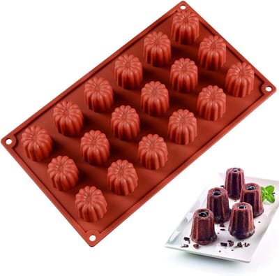 18 x siliconen mini-cannelévorm - Canele bakvorm - siliconen bakvorm - diameter 3,5 mm - anti-aanbak - caneles vormen - cannele muffin bakvormen voor chocolade - gelei - pudding - mousse