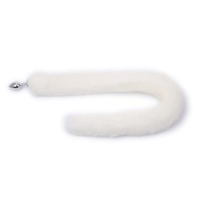Buttplug aluminium met vossenstaart lang - wit