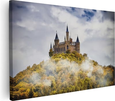 Artaza Canvas Schilderij Landschap - 30x20 cm - Klein - Wanddecoratie Bergen - Muurdecoratie Bos - Kamer Accessoires Herfstkleuren